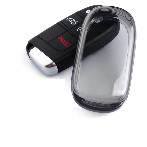 JVCV® 2 Pack Soft TPU Transparent Cover Compatible with Jeep Compass Trailhawk Meridian Push Button Smart Key (Transparent Black)