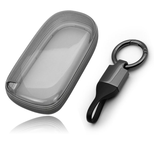 JVCV® Soft TPU Transparent Cover Compatible with Jeep Compass Trailhawk Meridian Push Button Smart Key with Keychain