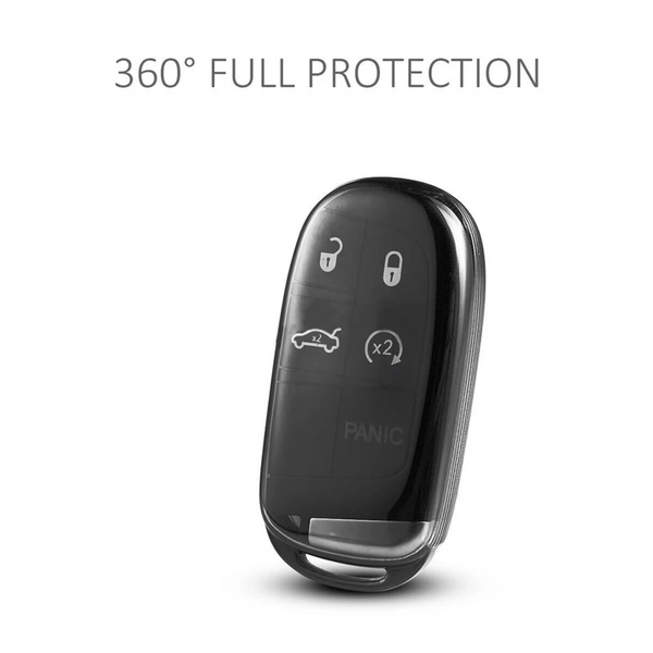 JVCV® 2 Pack Soft TPU Transparent Cover Compatible with Jeep Compass Trailhawk Meridian Push Button Smart Key (Transparent Black)