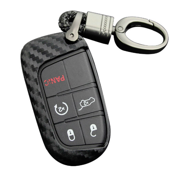 Car Styling Soft Carbon Fiber Pattern Key Cover Compatible with Jeep Compass with Keychain
