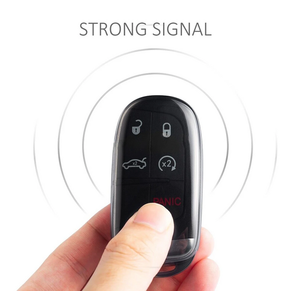 JVCV® 2 Pack Soft TPU Transparent Cover Compatible with Jeep Compass Trailhawk Meridian Push Button Smart Key (Transparent Black)