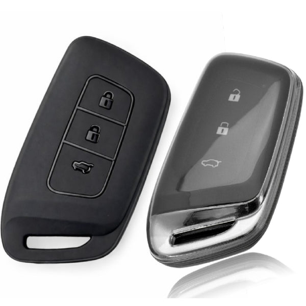 JVCV® Soft TPU Key Cover – Combo Pack (Matte Black + Transparent Black) – Compatible with New MG Hector, Hector Plus, Windsor & Windsor Pro EV Smart Key