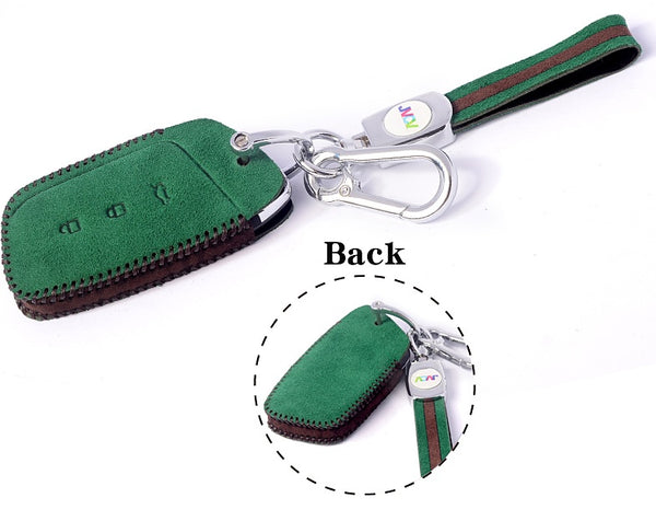 JVCV® Suede Leather Key Cover for MG Hector, Hector Plus & Windsor EV – Premium Smart Key Protection with Keychain Loop