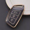 Gold Border TPU Key Cover Compatible with MG Hector and Hector Plus Smart Key (Black)