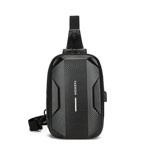 JVCV® Waterproof Slim Crossbody Sling Bag with Carbon Fiber Texture – Unisex Chest Backpack & Shoulder Bag for Men & Women | Anti-Theft Hard Shell Travel Handbag