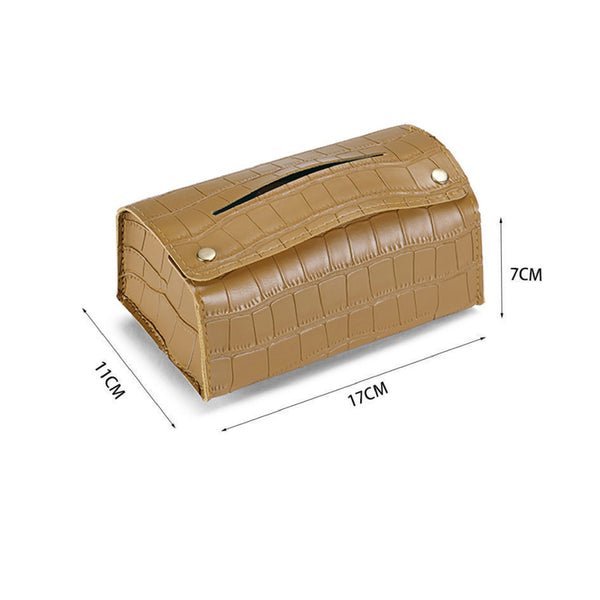 JVCV® Premium Car Leather Tissue Box Holder – Universal PU Leather Tissue Case for Car Back Seat, Home & Office – Elegant Croc-Pattern Design