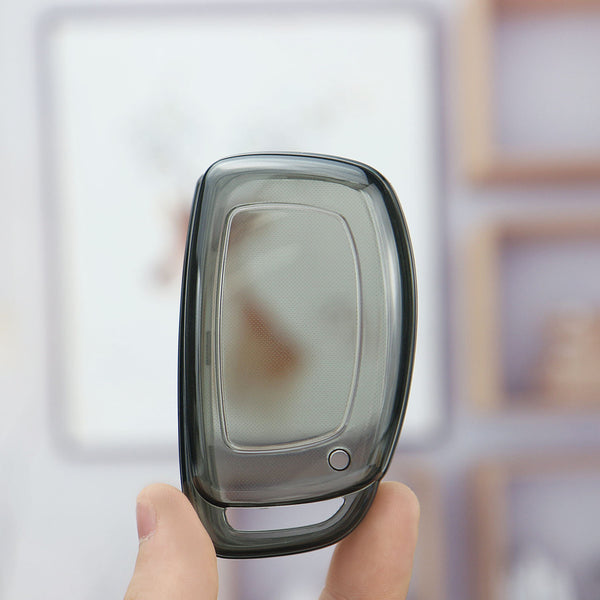 JVCV® Soft TPU Transparent Cover – Premium 3 & 4 Button Smart Key Protection Compatible with Hyundai Models (Transparent Black)