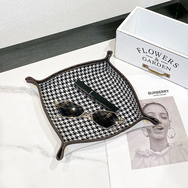 JVCV® PU Leather Valet Tray – Premium Desktop Organizer for Keys, Phone, Wallet, Coins & Jewelry (Catchall Nightstand Tray)