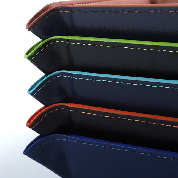 JVCV® PU Leather Valet Tray – Premium Desktop Organizer for Keys, Phone, Wallet, Coins & Jewelry (Catchall Nightstand Tray)