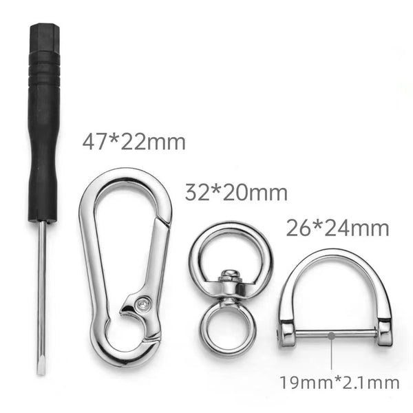 JVCV® 2-Pack Metal Keychain Set – Quick-Release Horseshoe D-Ring + Round Carabiner Key Holder for Car, Bike, Office & Home Keys