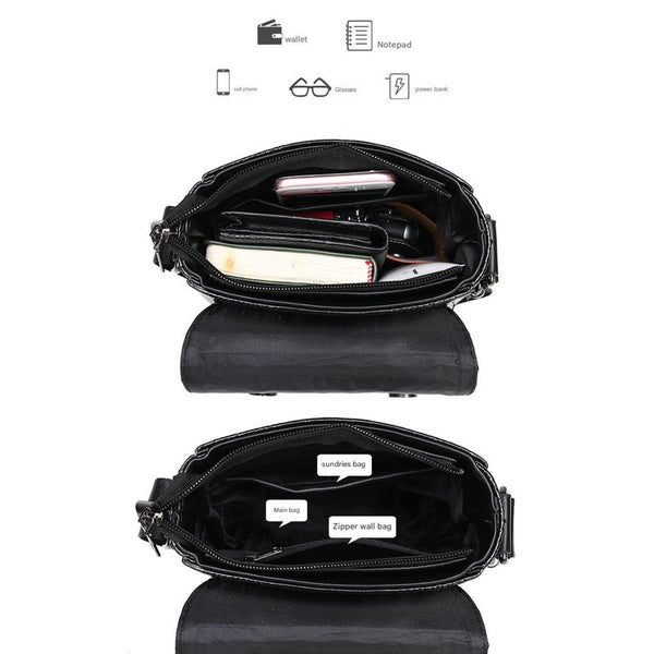 JVCV® Men's Luxury Crocodile Pattern Messenger Bag - Premium PU Leather Crossbody Shoulder Bag with Adjustable Strap - Elegant & Durable for Business, Travel & Daily Use