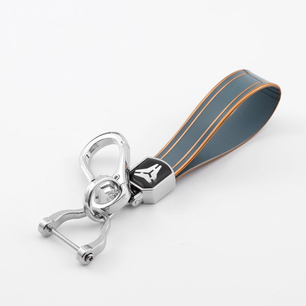 Gold Border Car Keychain Accessories with Alloy Metal and Braided Leather Horseshoe Buckle Key Organiser for Men and Women