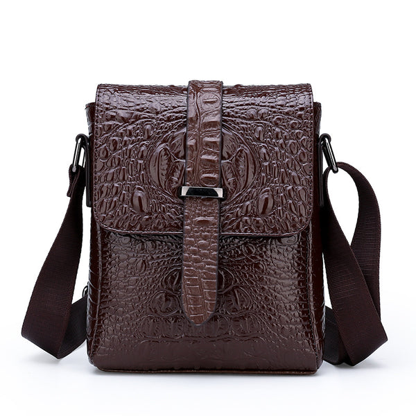 JVCV® Men's Luxury Crocodile Pattern Messenger Bag - Premium PU Leather Crossbody Shoulder Bag with Adjustable Strap - Elegant & Durable for Business, Travel & Daily Use