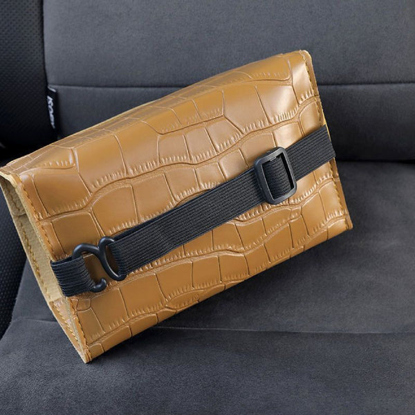 JVCV® Premium Car Leather Tissue Box Holder – Universal PU Leather Tissue Case for Car Back Seat, Home & Office – Elegant Croc-Pattern Design