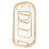 JVCV® Soft TPU Transparent Flip Key Cover Compatible with Mahindra XUV700, 3XO, Thar, Marazzo, Bolero, Scorpio, Scorpio N, XUV300, TUV300 Plus, XUV400 EV | 3-Button Smart Flip Key | Premium Transparent Gold Protection