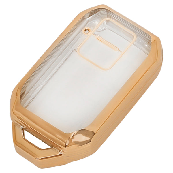 JVCV® Soft TPU Transparent Key Cover Compatible with Suzuki Jimny, Grand Vitara, Baleno, XL6, Swift, Ertiga, Dzire, Fronx, Urban Cruiser, Glanza, Hyryder | 2 Button Smart Key | Premium Transparent Gold Protection