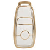 JVCV® Soft TPU Transparent Cover Compatible with Benz E Series Smart Key (Transparent Gold)