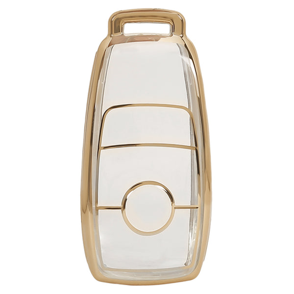 JVCV® Soft TPU Transparent Cover Compatible with Benz E Series Smart Key (Transparent Gold)