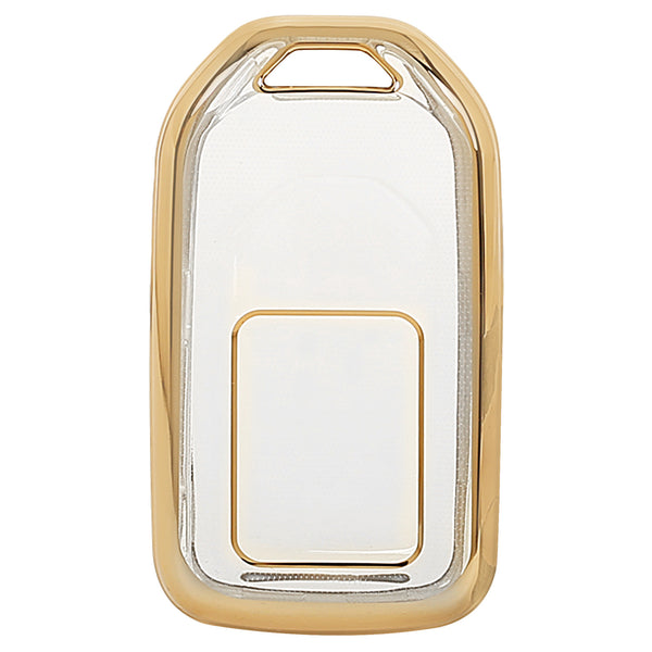 JVCV® Soft TPU Transparent Cover Compatible with Honda City, Elevate, Civic, Jazz, Amaze, CR-V, WR-V, BR-V 3/4 Button Push Button Start Smart Key (Transparent Gold)