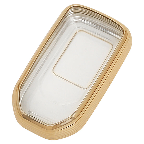 JVCV® Soft TPU Transparent Cover Compatible with Honda City, Elevate, Civic, Jazz, Amaze, CR-V, WR-V, BR-V 3/4 Button Push Button Start Smart Key (Transparent Gold)