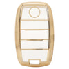 JVCV® Soft TPU Transparent Cover Compatible with Kia Seltos Sonet Carens 4 Button Smart Key (Transparent Gold)