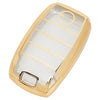 JVCV® Soft TPU Transparent Cover Compatible with Kia Seltos Sonet Carens 4 Button Smart Key (Transparent Gold)