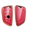 JVCV® Gold Border TPU Key Cover Compatible with BMW X1 X3 X5 X6 5 Series 6 Series 7 Series 3/4 Button Blade Smart Key – Glossy Protective Key Case