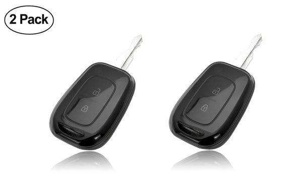 JVCV® Soft TPU Transparent Cover – Renault 2‑Button Remote Key (Transparent Black)