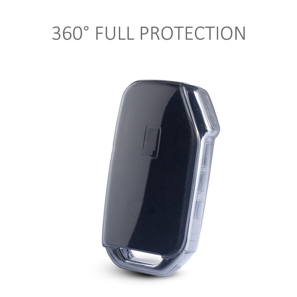 JVCV® Soft TPU Transparent Cover Compatible with Kia Seltos 2023 Facelift HTX 3/4 Button Smart Key (Transparent Black)