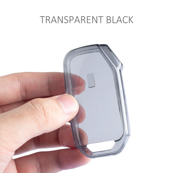 JVCV® Soft TPU Transparent Cover Compatible with Kia Seltos 2023 Facelift HTX 3/4 Button Smart Key (Transparent Black)