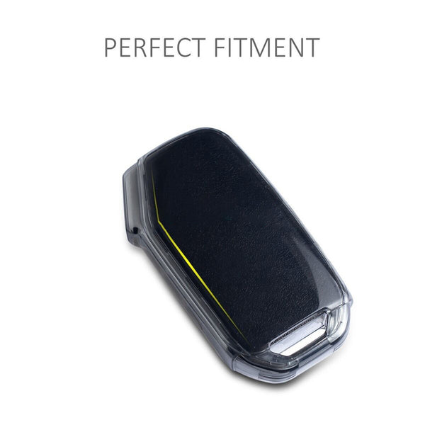 JVCV® Soft TPU Transparent Cover Compatible with Kia Seltos 2023 Facelift HTX 3/4 Button Smart Key (Transparent Black)