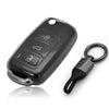 JVCV® Soft TPU Transparent Cover with Keychain – Compatible with VW & Skoda Folding Keys (Transparent Black)