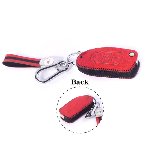 JVCV® Suede Leather Key Cover for Tata Flip Keys – Compatible with Curvv, Tiago, Tigor, Punch, Nexon, Hexa, Safari & More