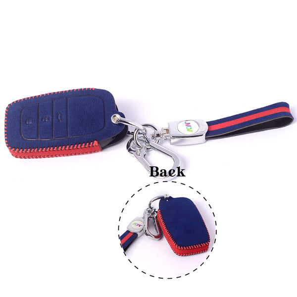 JVCV® Suede Leather Key Cover for Toyota Smart Keys – Compatible with Fortuner, Legender, Innova Crysta, HyCross, Hilux, Land Cruiser (2B/3B)