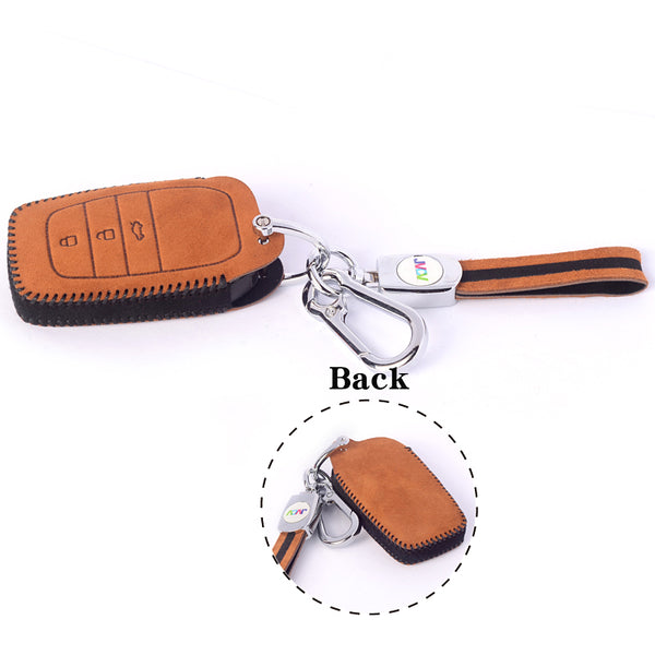 JVCV® Suede Leather Key Cover for Toyota Smart Keys – Compatible with Fortuner, Legender, Innova Crysta, HyCross, Hilux, Land Cruiser (2B/3B)