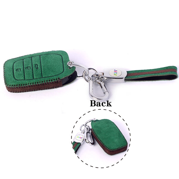 JVCV® Suede Leather Key Cover for Toyota Smart Keys – Compatible with Fortuner, Legender, Innova Crysta, HyCross, Hilux, Land Cruiser (2B/3B)