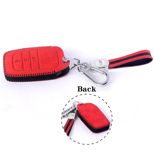 JVCV® Suede Leather Key Cover for Toyota Smart Keys – Compatible with Fortuner, Legender, Innova Crysta, HyCross, Hilux, Land Cruiser (2B/3B)