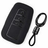 JVCV® Soft TPU Key Cover with Premium Metal Keychain – Matte Black Pattern – Compatible with Toyota Camry Smart Key