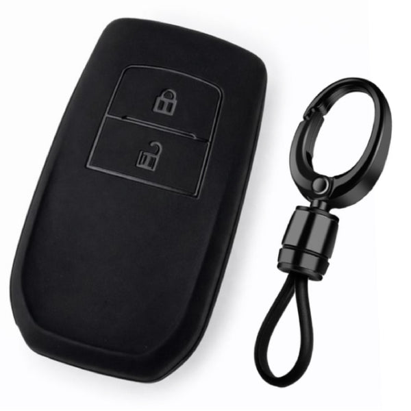 JVCV® Soft TPU Key Cover – Matte Black Pattern – Compatible with Toyota Fortuner, Hilux, Innova Crysta, Fortuner Legender, Innova HyCross & Land Cruiser – 2 Button Smart Key