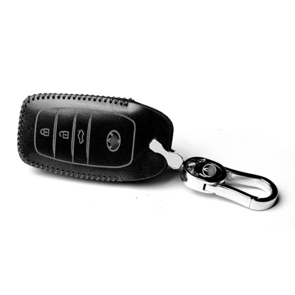 JVCV® Soft Handmade Leather Key Cover Compatible with Toyota 3‑Button Smart Key | Premium Leather & Matching Keychain | Elegant Scratch‑Resistant Protection