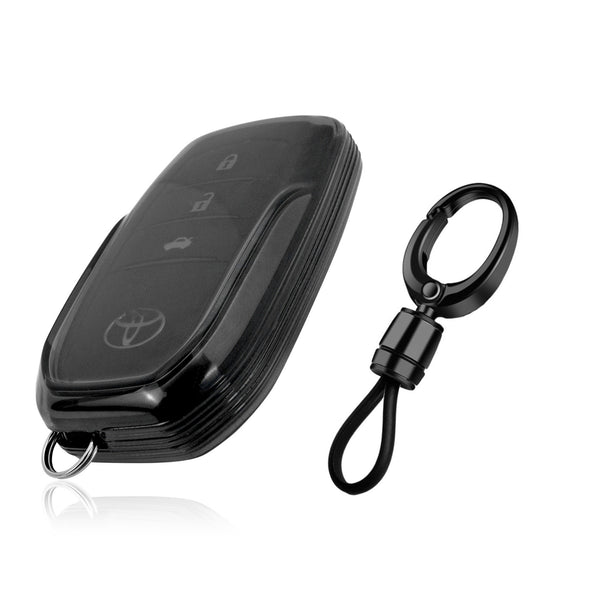 Transparent TPU Car Key Cover with Premium Keychain for Toyota Car's - Fortuner, Hilux, Innova Crysta, Fortuner Legender, Innova HyCross & Land Cruiser