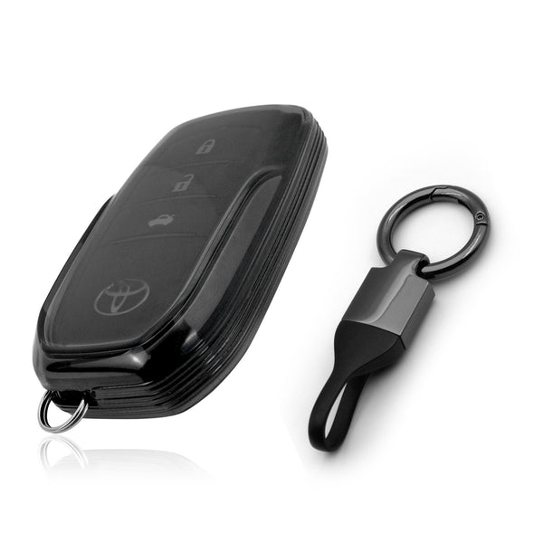 Transparent TPU Car Key Cover with Premium Keychain for Toyota Car's - Fortuner, Hilux, Innova Crysta, Fortuner Legender, Innova HyCross & Land Cruiser