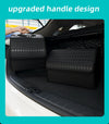 JVCV® Stylish Embossed PU Leather Car Trunk Organizer – Foldable Multipurpose Car Boot Storage Box with Handle