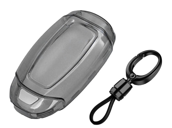 JVCV® Soft TPU Transparent Cover Compatible with Hyundai Verna and i20 NLine Push Button Start Car Key with Keychain