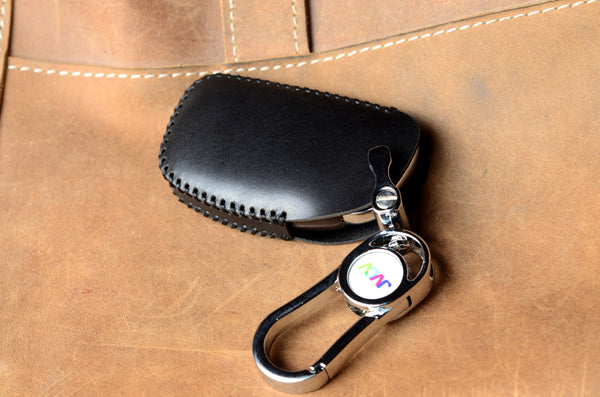 JVCV® Handmade Leather Car Key Cover – Compatible with Hyundai Alcazar & Creta 4 Button Smart Key