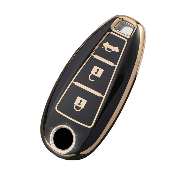 JVCV® Gold Border TPU Key Cover – Compatible with Maruti Suzuki Baleno, Ciaz, Vitara Brezza, S-Cross, Swift, Ignis & Toyota Urban Cruiser – 2 & 3 Button Smart Key
