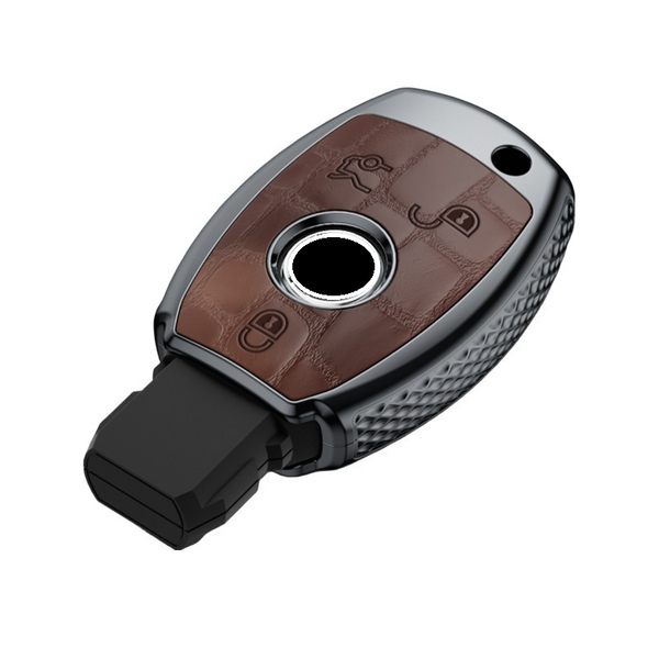 JVCV® Premium ABS Crocodile Pattern Key Cover with Keychain for Mercedes-Benz – Glossy Protective Shell for Smart Key