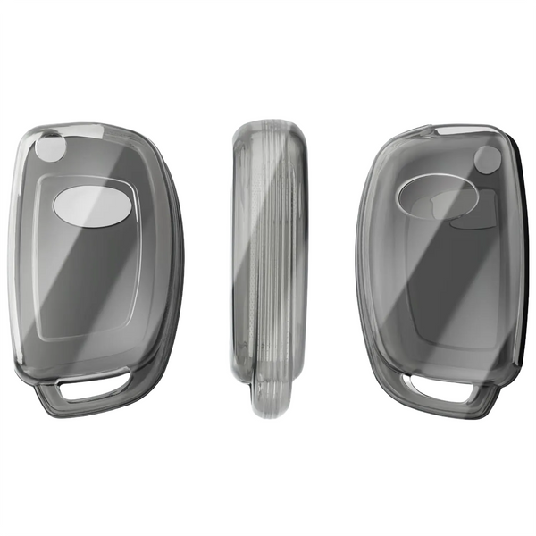 JVCV® Soft TPU Transparent Cover Compatible with Hyundai Creta Venue Aura Elite i20 Grand i10 Nios Xcent 3 Button Flip Key