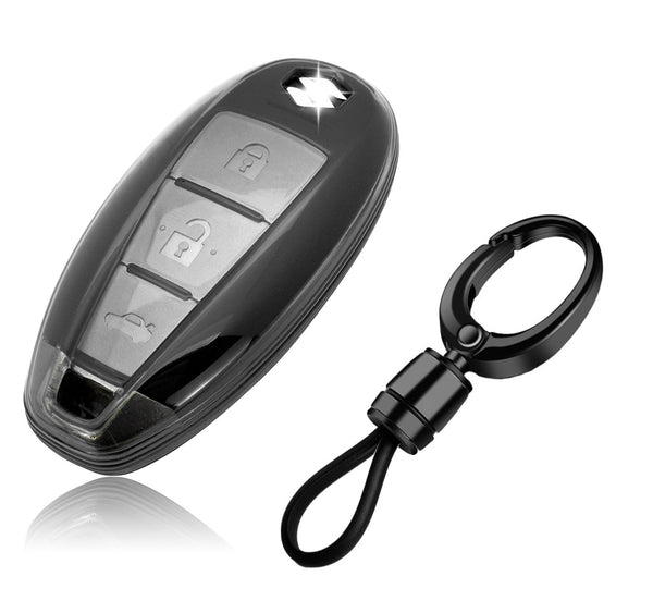 JVCV® Soft TPU Transparent Key Cover – Maruti Suzuki & Toyota (2 & 3‑Button) – Transparent Black