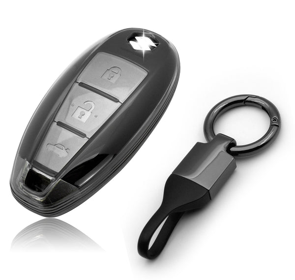 JVCV® Soft TPU Transparent Key Cover – Maruti Suzuki & Toyota (2 & 3‑Button) – Transparent Black